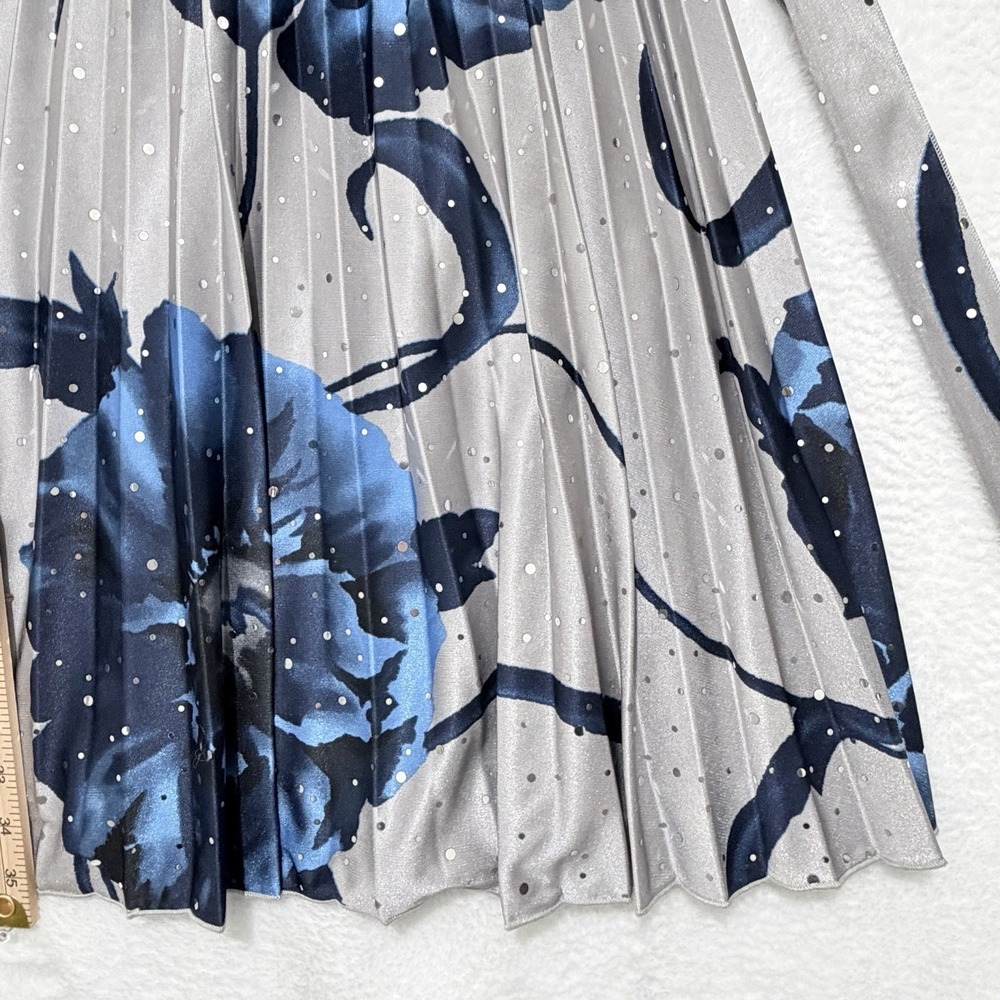 Y2K Babydoll Dress 5/6 Blue Black Celestial Fairycore Pleated‎ XS/S Prom Dance - Picture 3 of 10
